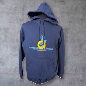 Akademiks Navy Hoodie with Yellow & Light Blue Logo